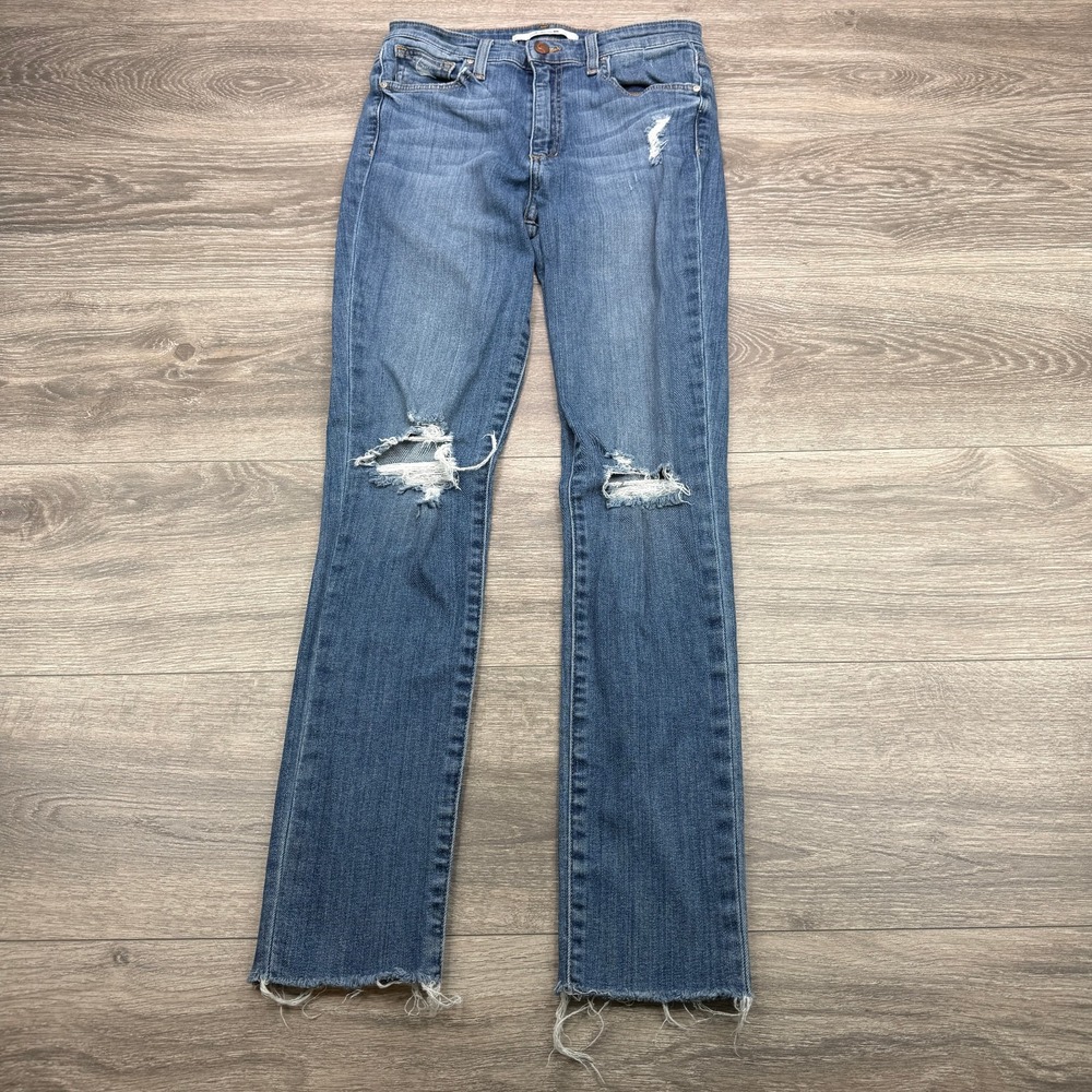 Joes Jeans Womens 27 Blue High Rise Skinny Ankle Distressed Frayed Hem Stretch